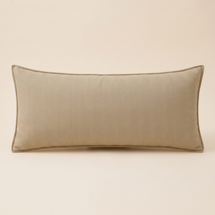 Long Lumbar Pillow Cover in Beige – front view standing upright against a plain neutral backdrop