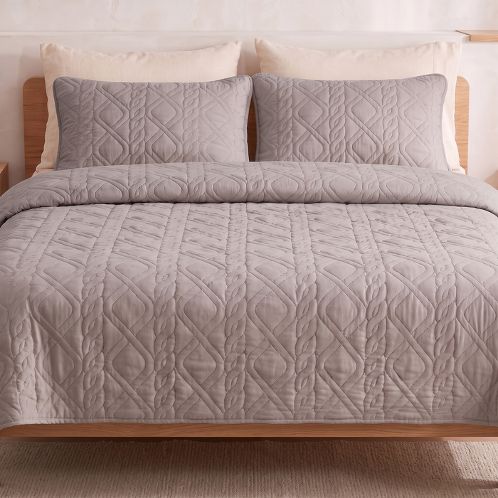 Diamond Quilted Bedspread Set with 2 Pillow Shams