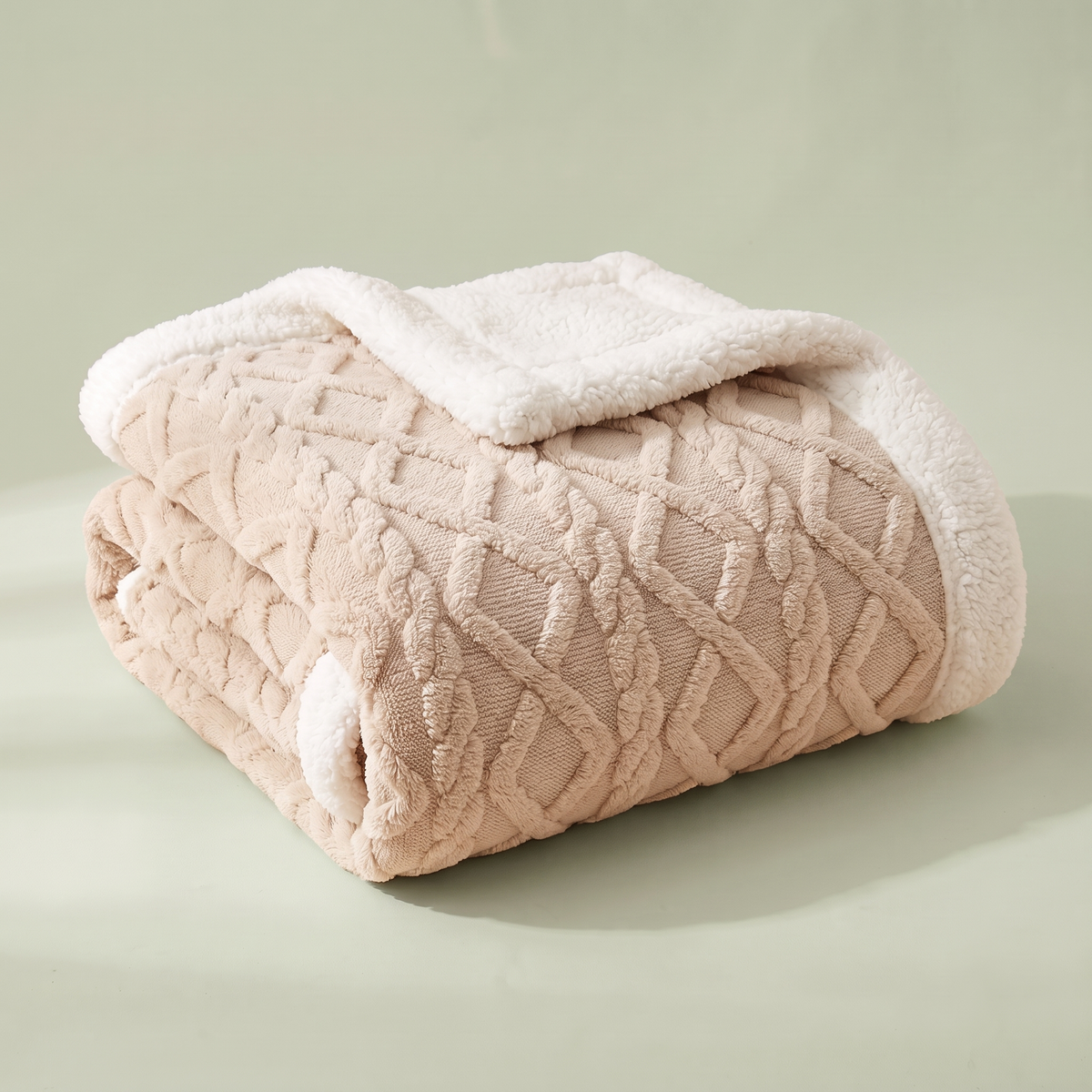 Sherpa Fleece Blanket in Camel