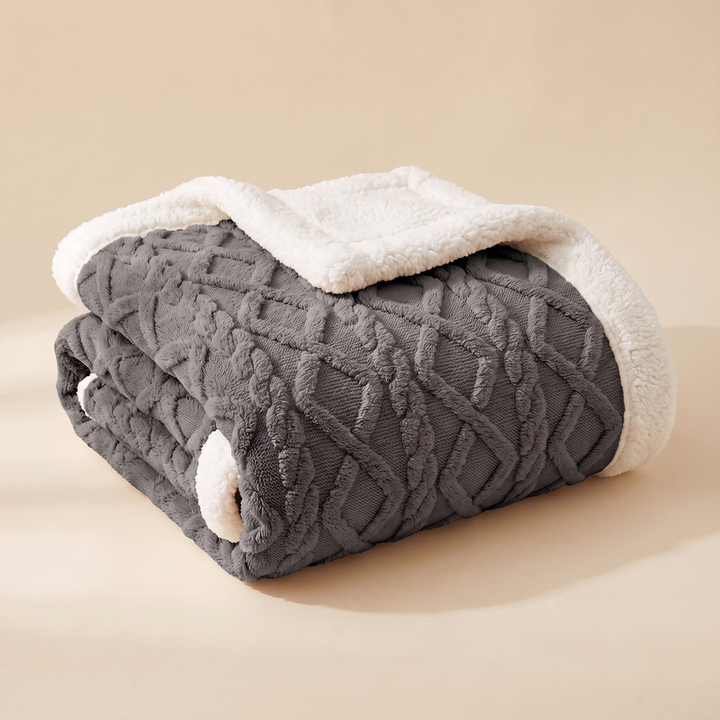 Sherpa Fleece Blanket in Charcoal