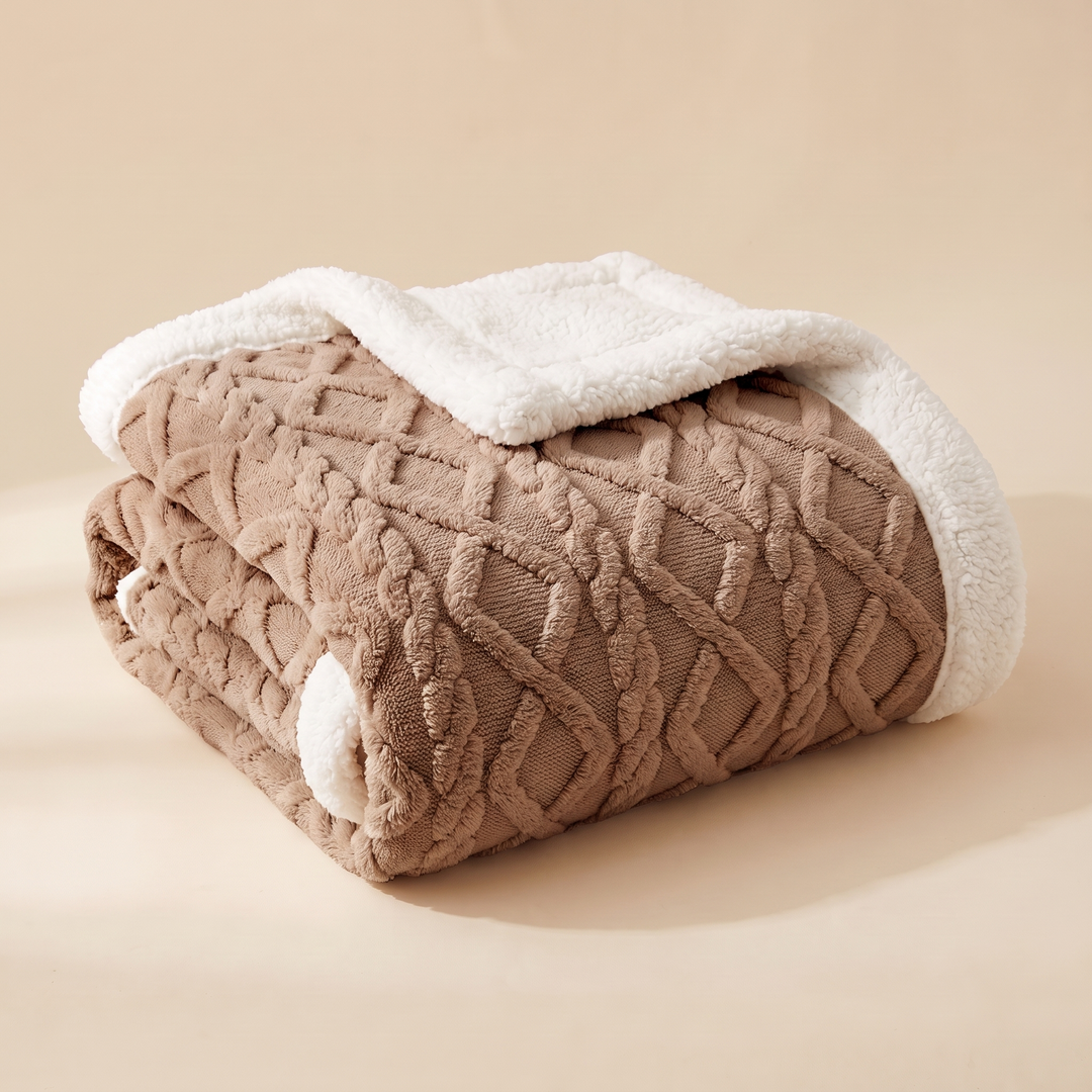 Sherpa Fleece Blanket in Chocolate Brown
