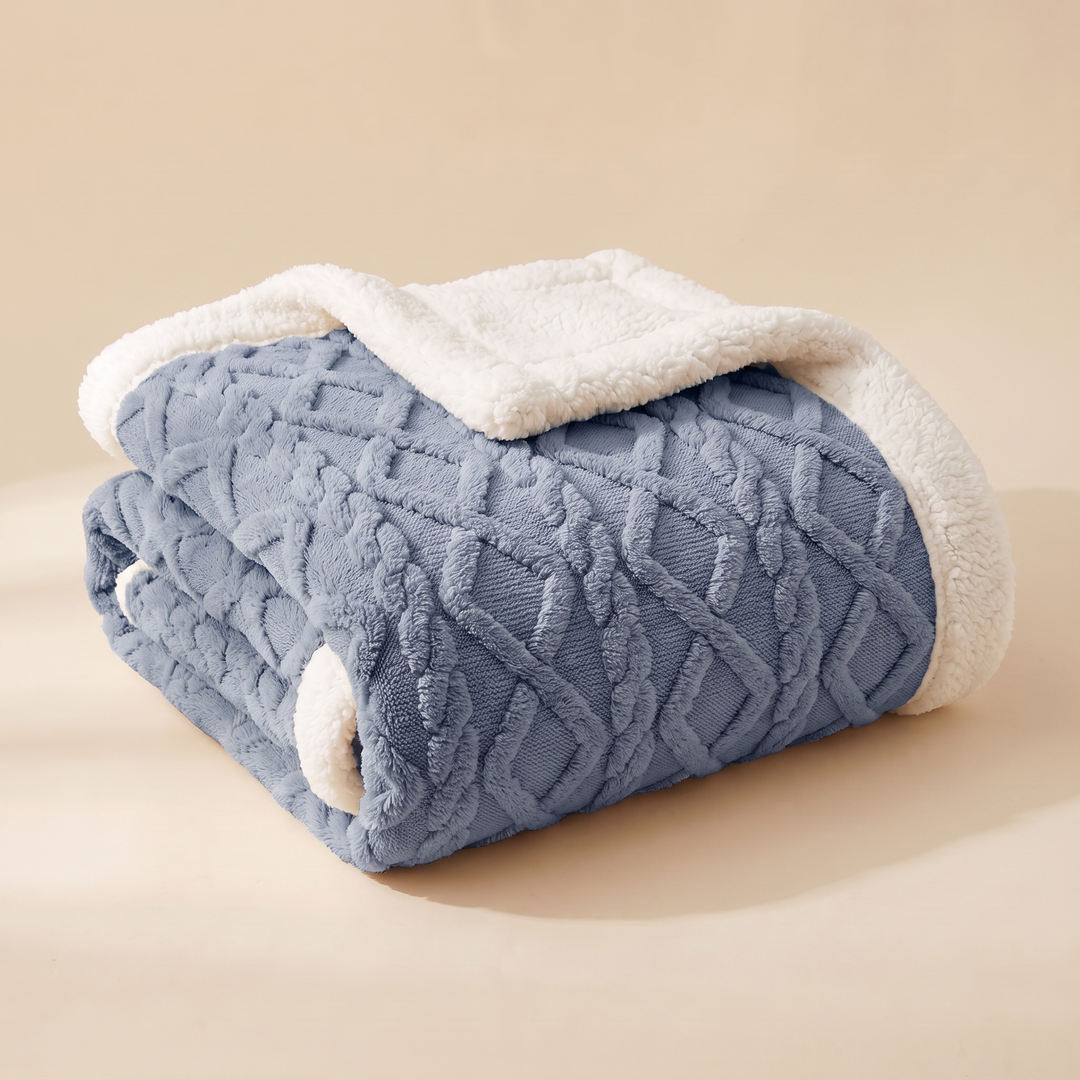 Sherpa Fleece Blanket in Dusty Blue