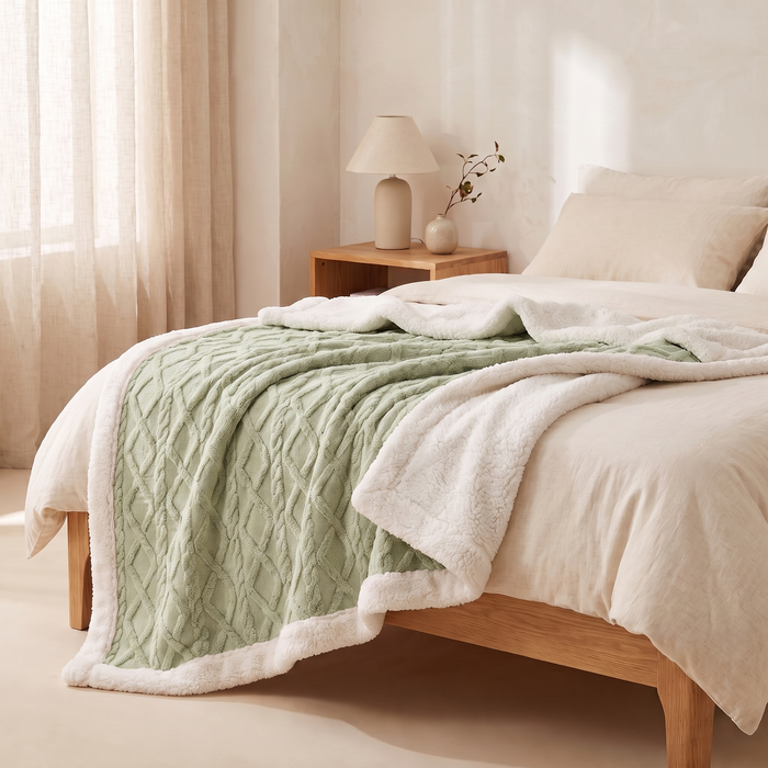 Sherpa Fleece Blanket – Jacquard Knit