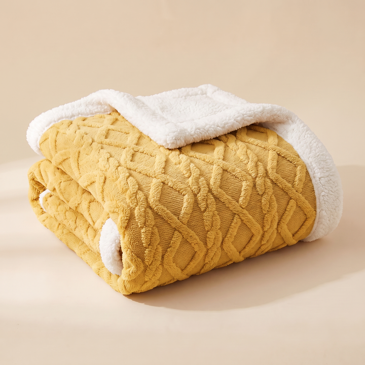 Sherpa Fleece Blanket in Mustard