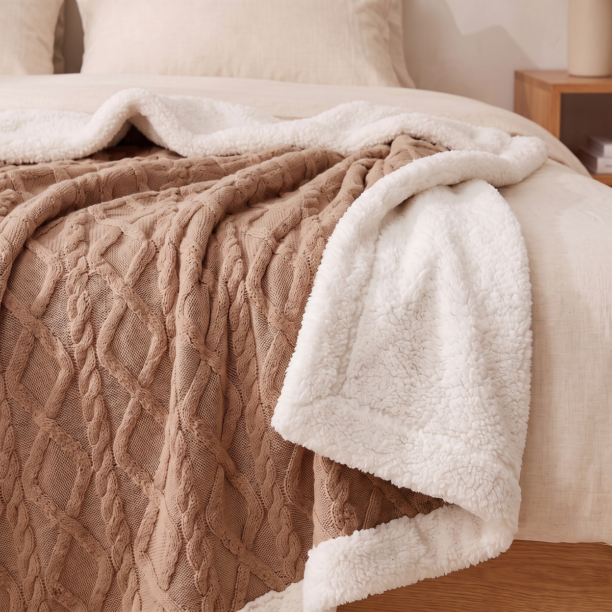 Sherpa Fleece Blanket in Chocolate Brown