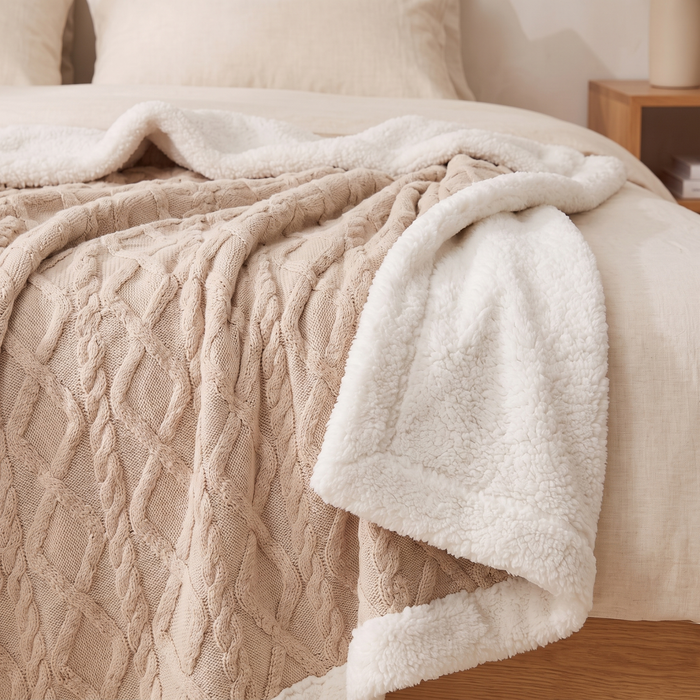 Sherpa Fleece Blanket – Jacquard Knit