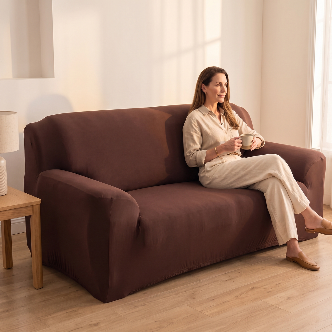 Stretch Couch Cover in Chocolate Brown