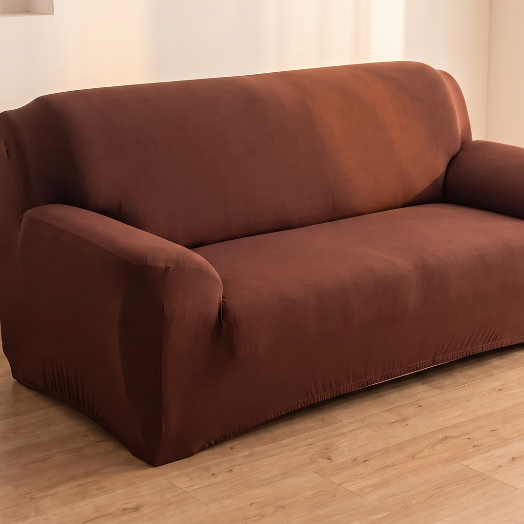 Stretch Couch Cover in Chestnut Brown