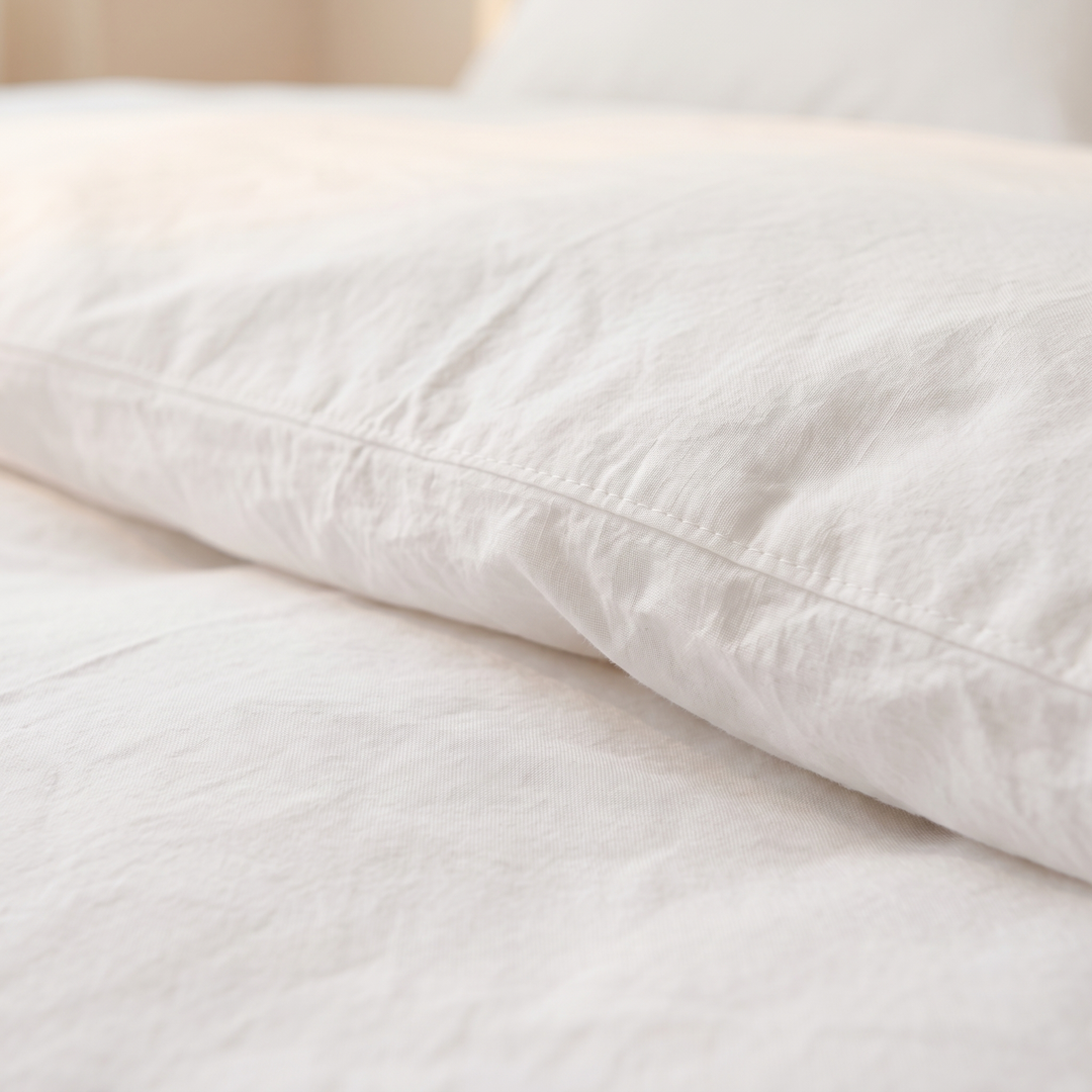 Washed Cotton Duvet Cover Set in White