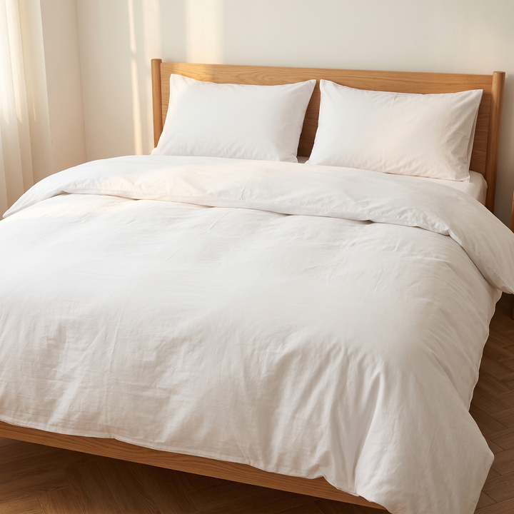 Washed Cotton Duvet Cover Set in White